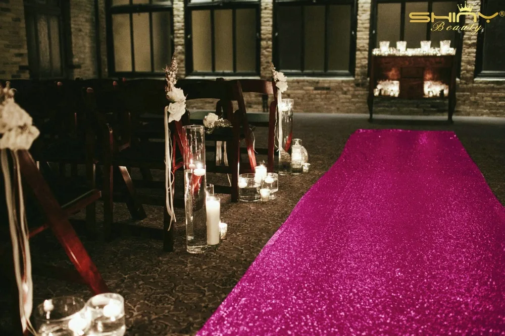 2FTX15FT Свадебный проходной дорожка ярко-розовые блестящие Carpert Runners Sequin прохода ковер Свадебная церемония Decor-M1024