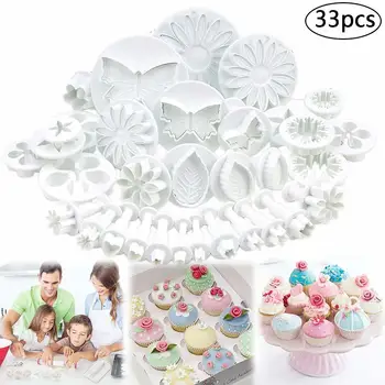

33pcs Fondant Plunger Cutters Tools Mold Cake Decorating Tools DIY Baking Tools Bakeware Cake Mold Cookies Cutter Accessory