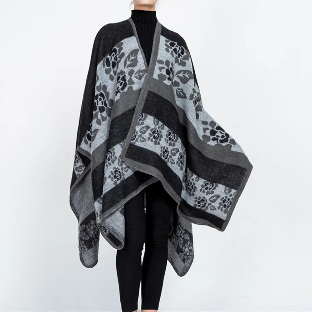 

Womail Thick Autumn Winter Women's Poncho Travel Shawls Imitation Female Capes National Wind Fork Thicker Cloak 19Sep07 P30