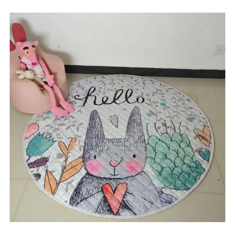diameter 1.5M Хлопковый коврик для ползания, игрушка, Круглый экологический мультяшный детский игровой коврик для хранения, детский коврик для ползания, для ползания подстилка коврик - Цвет: diameter 1.5M