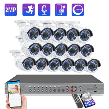 

Techage 16CH 1080P POE NVR Security Camera System 16pcs 2MP HD Audio Sound Record CCTV Security Video Surveillance Kit P2P XMeye