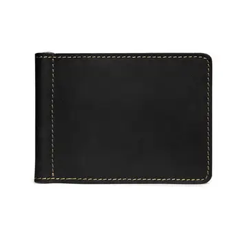 

Portable Ultra-Thin Simple Money Clip Leather Bifold Mini Wallet