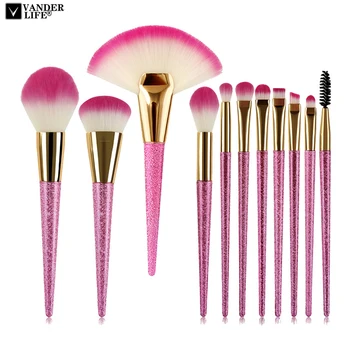 

11Pcs Luxury Pink Makeup Brushes Set Synthetic Foundation Powder Concealers Eye Shadows Make up Brush Set Tool Kit