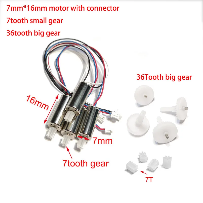 Engines Motor, 7mm*16mm motor with connector Ztooth small gear 36tooth big gear 36