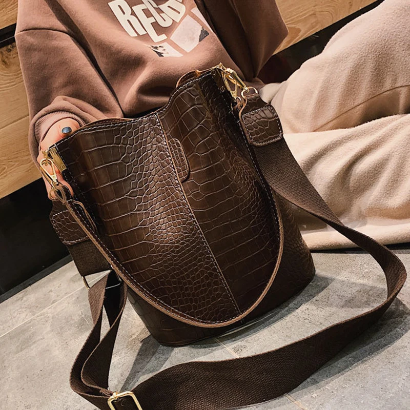 

Vintage Women Shoulder Bag Designer Bucket Female Bags PU Leather Crossbody Bag For Women Handbag sac main femme WBS771