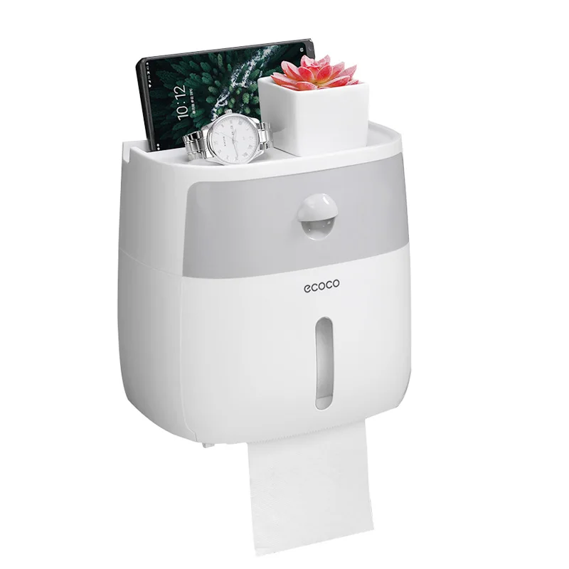 

Ecoco Ecoco Double Layer Tissue Box Shelf Bathroom Toilet Cardboard Box Household Hole Punched Creative Waterproof