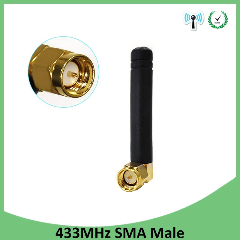 

433MHz Antenna 2.5dbi SMA Male Connector 433 MHz antena Small size elbow rubber antenne Wireless Receiver waterproof for Lorawan