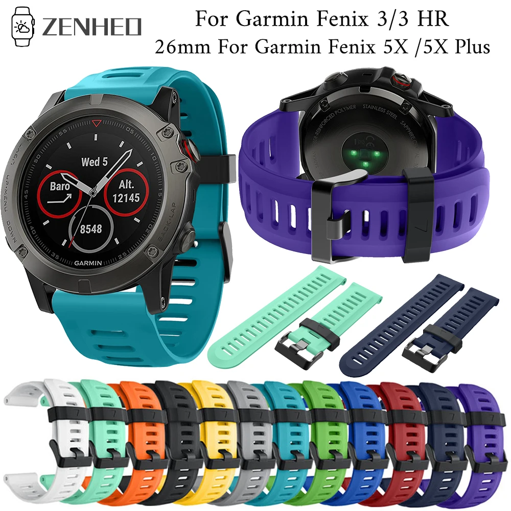 

26mm Silicone Strap For Garmin Fenix 5X/5X Plus Frontier/Classic Replacement Wrist Band For Garmin Fenix 3/3 HR Smart Watch Band