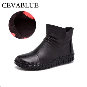 

CEVABULE Handmade Women's Boots Autumn New Leather Boots Casual Flat Joker Round Head Boots Factory Wholesale LJY-A66-1
