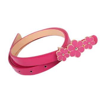 

Leather Flower Waist Belt Waistband for Women-rose red