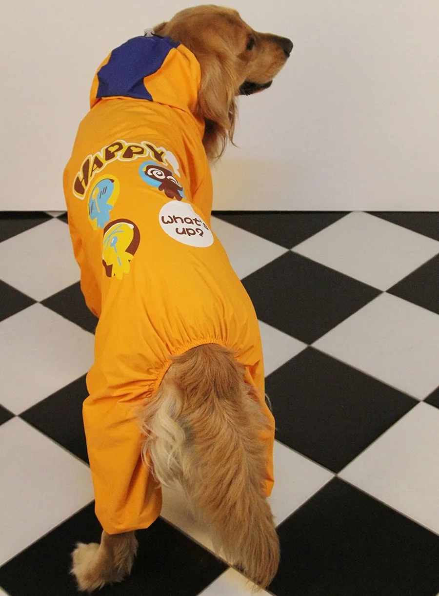 Candy Color Four-legged Waterproof Raincoat for All Seasons Medium and Large Dog Golden Retriever/ Labrador/Alaskan Pet Clothing