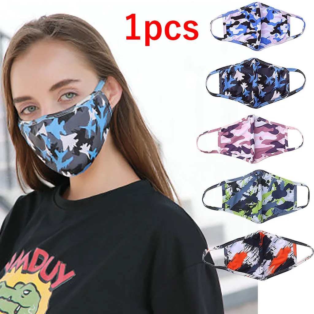 1 pcs Camouflage print party cosplay Mask costume women Washable Thin face masks Ice Silk for Adult#0724y40 |