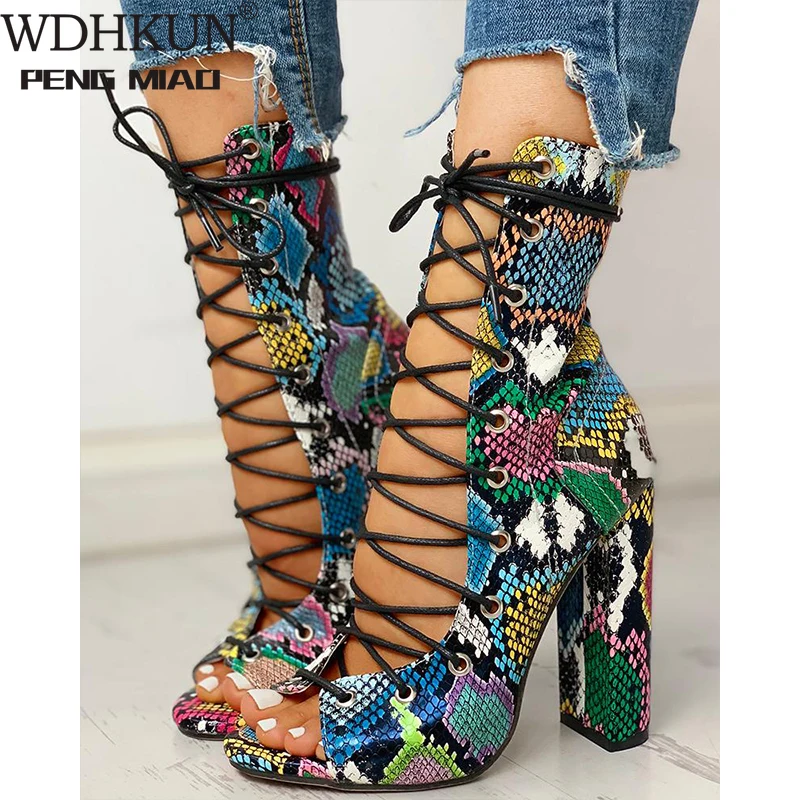 Sandalias de tacón alto con plataforma Serpentina para mujer, zapatos de fiesta y boda, a la moda, tacones altos de 10cm, Primavera, 2020