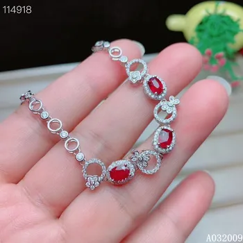 

KJJEAXCMY fine jewelry 925 sterling silver inlaid natural ruby bracelet lovely girl hand bracelet support test