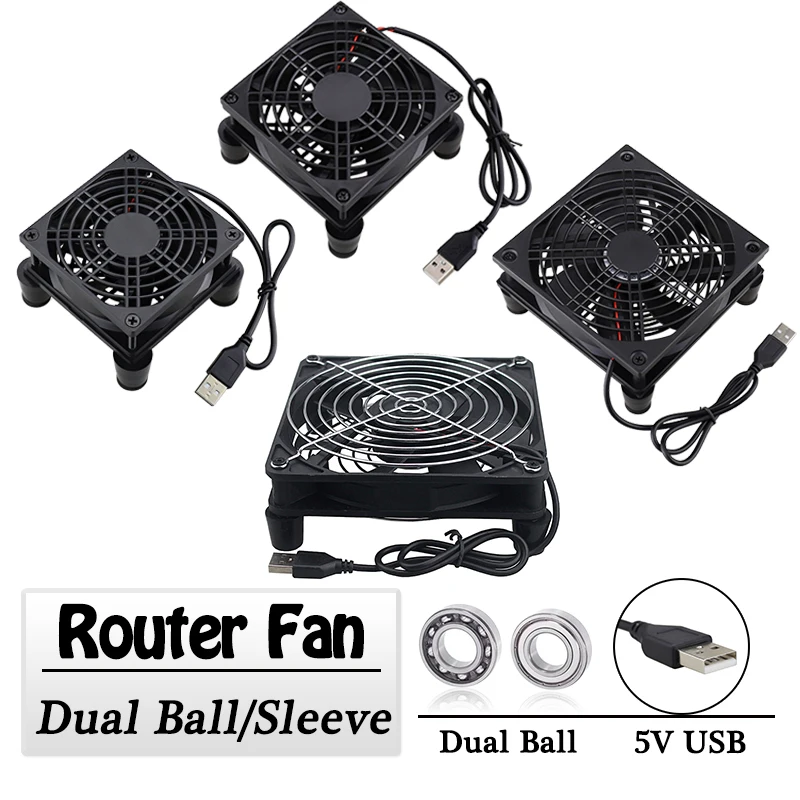 Gdstime-ventilador de enrutador USB, 5V, 80mm, 92mm, 120mm, 140mm, bricolaje, TV Box, Enfriador de bolas/mangas con controlador y red protectora, ventilador de refrigeración para escritorio