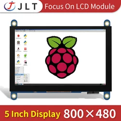 Jlt monitor de 5 polegadas, compatível com hdmi, 800x480, tela touch capacitiva, display lcd, raspberry pi 4 3b +/pc/banana pi