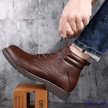 

Warm Comfortable Fashion Genuine Leather Snow Boots Men Winter Shoes Waterproof Boots Men's Wool Plush Warm Boots 2020 New