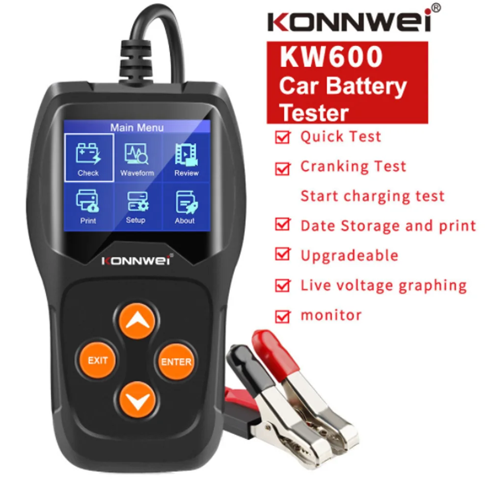 Тестер автомобильного аккумулятора KONNWEI KW600 12 В 100-2000CCA Вольт | Автомобили и