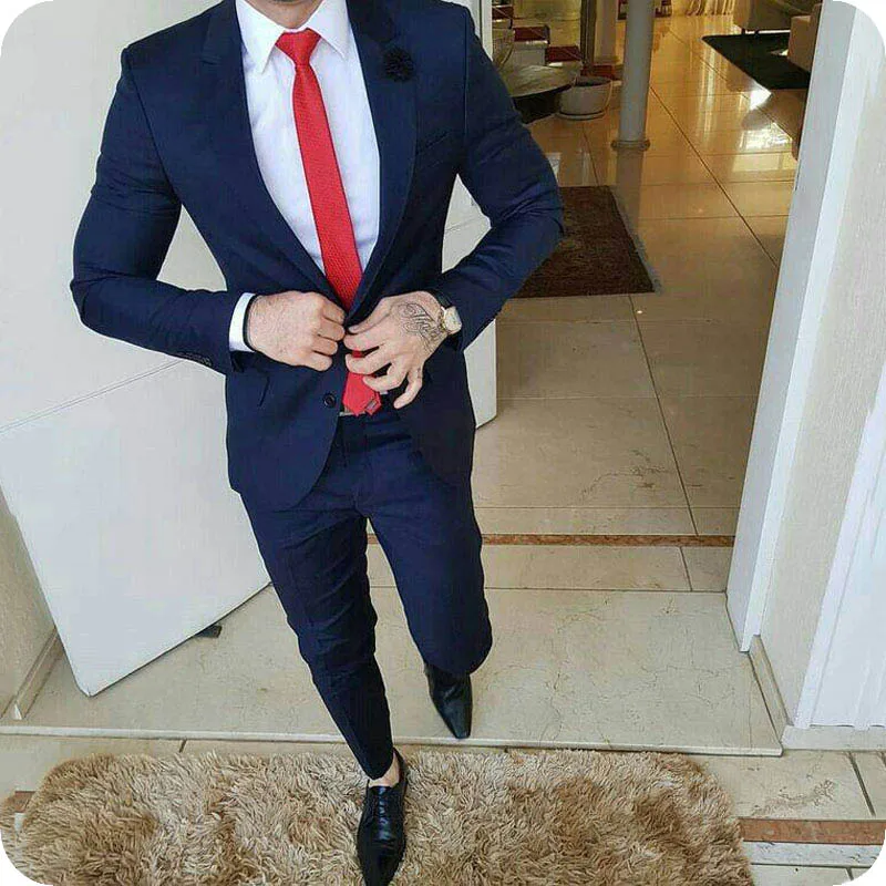 

Navy Blue Men Suit Men Wedding Suits For Men 2020 Prom Custom Made Business Tuxedos Casual Groom Best Man Terno Blazer Masculino