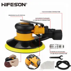 HIFESON – ponceuse pneumatique, polisseuse avec aspiration, 6 pouces, 150mm, outil de soins de peinture automobile, polissage, Machine à paume orbitale aléatoire, filetage M8 