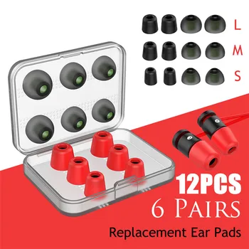 

6 Pairs New Noise Isolating Memory Foam Tips Silicone Earbuds Ear Pads for Earphone Black High Quality 3 Colors