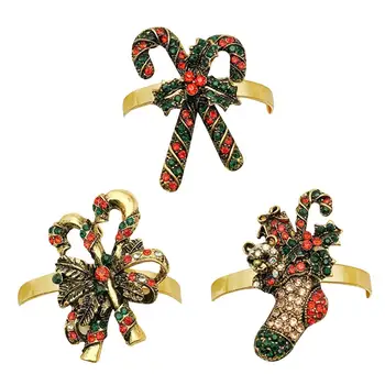 

Christmas Napkin Rings Holder Desktop Decoration Bowknot Napkin Ring Christmas Party Home Hotel Decor Table Dinner Decor