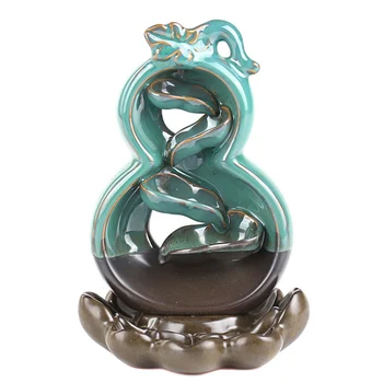 

Backflow Incense Burners Waterfall Ceramic Incense Holder with 60 Backflow Incense Cones for Home Office Yoga TB Sale