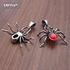 Punk 316 Stainless Steel Silver Color Red Crystal Spider Pendant Halloween Party Decor Gift Animal Necklace 2