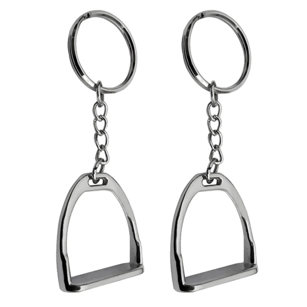 1/2pcs English Stirrup Keyring Key Chain Hanging Ornament Horse Equestrian Style Gift Silver Color key ring,calendar key chain