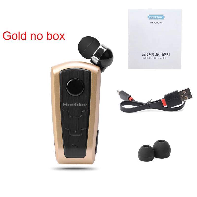 gold no box Fineblue F910 Мини Портативный беспроводной Bluetooth наушники автомобильные наушники инеар Вибрационный оповещение износа клип громкой связи для iPhone Android - Цвет: gold no box