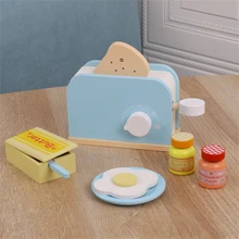 

Wooden Children Simulate Kitchen Utensils Set Creative Educational Coffee Machine Toaster Kitchen Toys Kid's Cognitive Tools