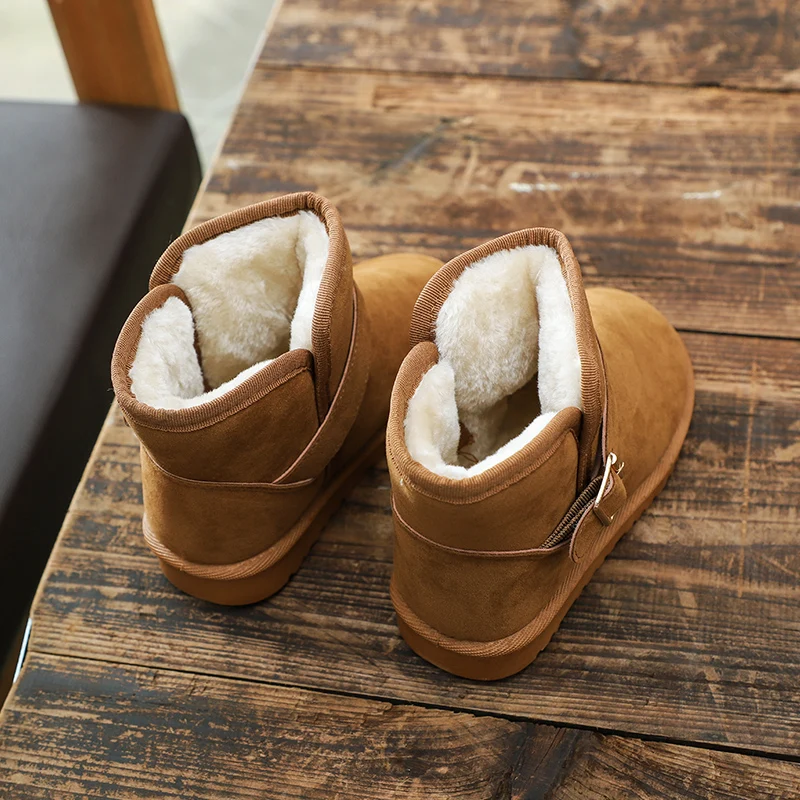 Детские зимние ботинки; Водонепроницаемая утепленная теплая зимняя детская обувь; нескользящие ботильоны для мальчиков и девочек; Мягкие хлопковые ботинки для малышей