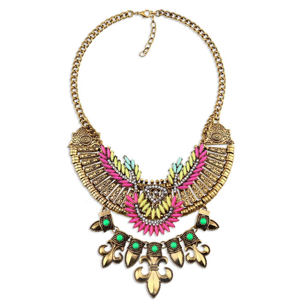 

Qi man Hot Sales Europe And America Big Brand Super Shiny Full of Crystals Fly Crystal Glass Alloy Necklace Nk-01431