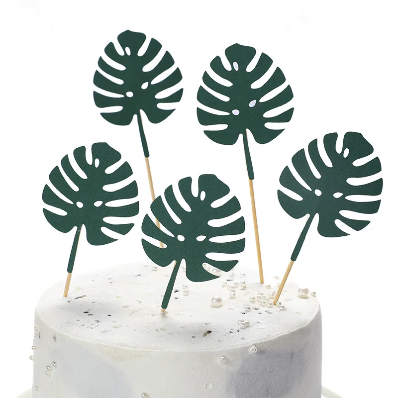 Monstera Deliciosa Лев зеленый лес кактус тема Топпер для торта «С Днем Рождения» Дети сувениры сафари день рождения поставки