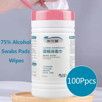 

100pcs 75% Disinfecting Alcohol Wipes Disposable Hand Wipes Skin Toys Cleaning Bacteria Disinfection Wipes Alcohol Cotton Pieces