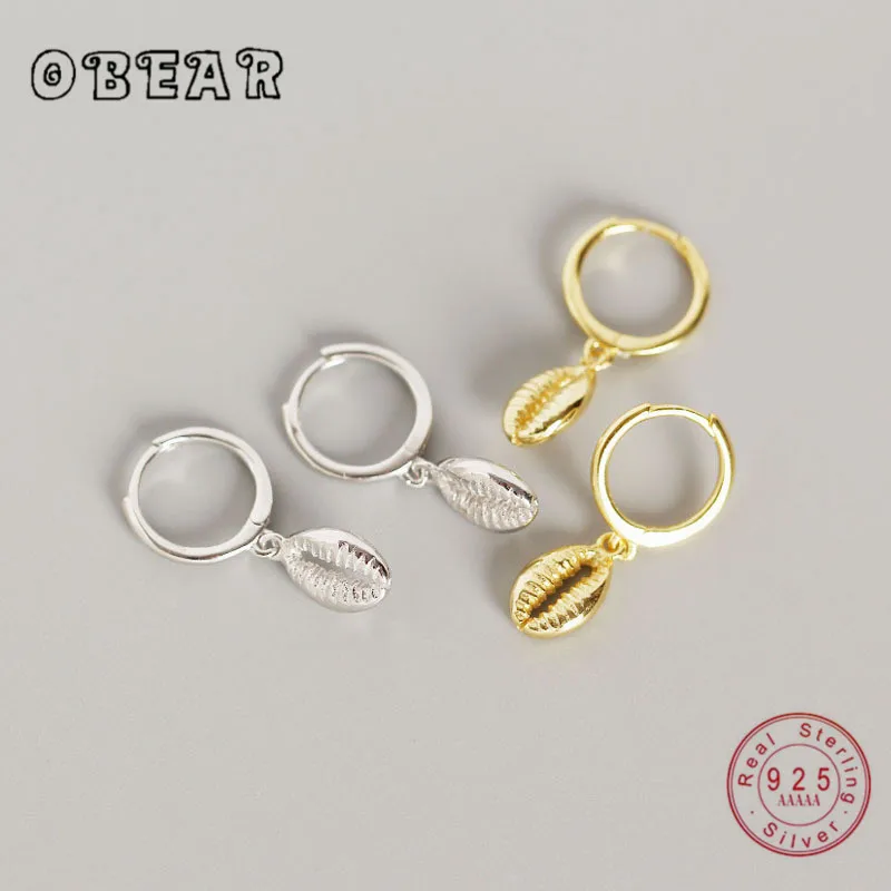 

OBEAR New Arrival 100% 925 Sterling Silver Shell Pendant Stud Earrings for Women Fashion Jewelry