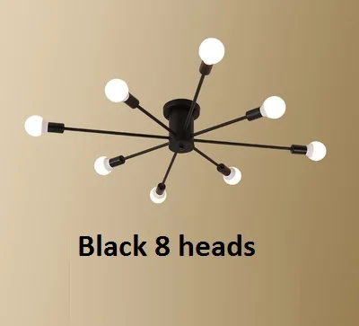 Black 8 heads LukLoy люстра в скандинавском стиле легкая Роскошная золотая подвеска для гостиной черная простая лампа для спальни ресторан кафе украшение лампа - Цвет абажура: Black 8 heads