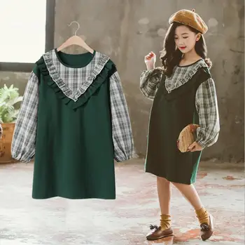 

2020 Korean style wholesale girls ruffles dress cotton fashion spring girls dresses 5-10t C792