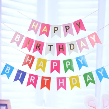 

13pcs/set Happy Birthday Letter Flag Birthday Party Decorations Adult Kids First Birthday Decor Paper Flag Banners