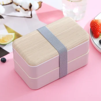 

NewStudent Lunch Box Camping Picnic Food Storage Container Double Portable Bento Box Independent Lattice Bento Lunch Box