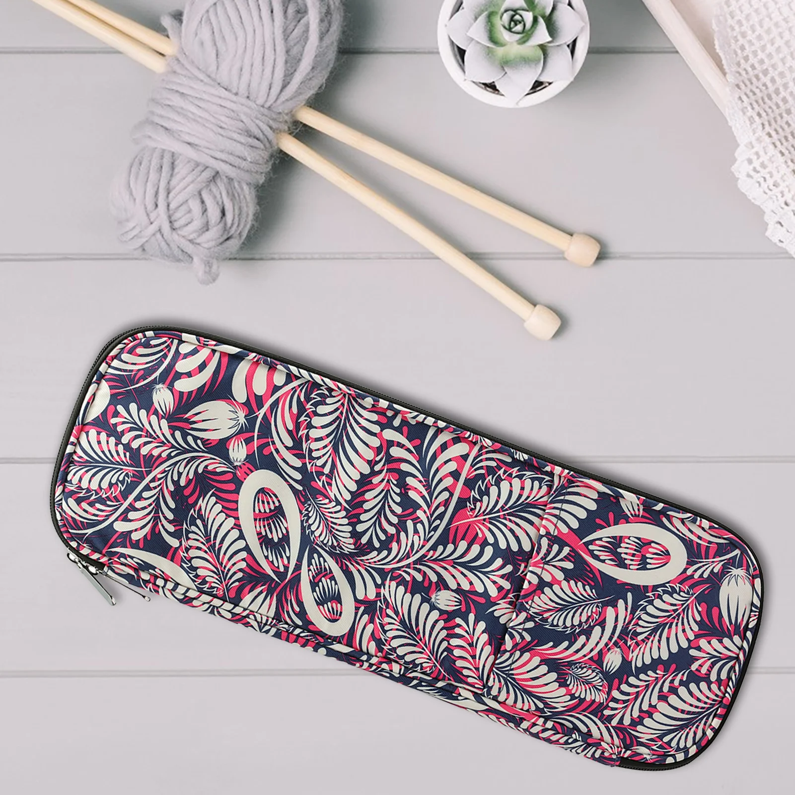 Portable Knitting Needle Storage Bag Yarn Crochet DIY Knit Bag Craft Organizer for Household Living Room Ornament