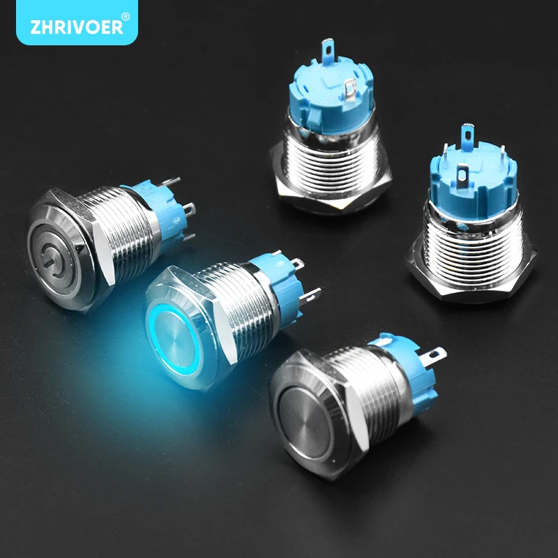 

1pc 16mm Metal button switch Momentary self reset/locking Latching Waterproof LED Warning Indicator Light Signal Lamp Pilot 1NO