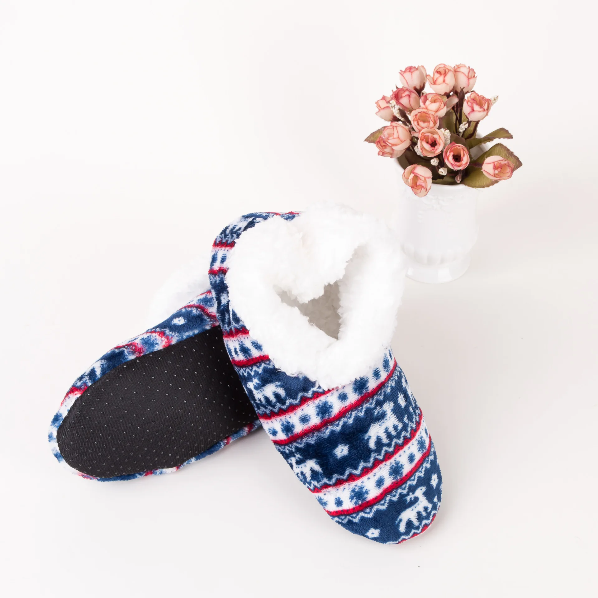 Helisopus/Новинка; теплые носки с рождественским оленем; одеяло для пола; домашние носки; мягкие Нескользящие модные зимние теплые носки; тапочки - Цвет: Синий