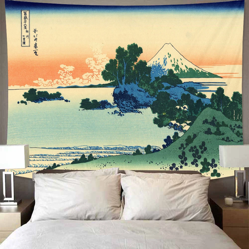 Tapestry Decor Aesthetic Room Decor Tapestry The Great Wave of Kanagawa Wall Hanging Household Japanese Kawaii Room Decor