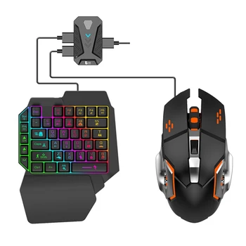 

HOT-GAMWING MIX-Lite Converter Kit with RGB Mechanical Game F6 One-Handed Keyboard and G2 Mouse,Suitable for Android Mobile
