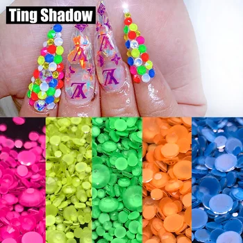 

1440pcs randomly mix ss6-ss30 Fluorescent Crystal Luminous neon nail crystal Rhinestones Clothes Nail 3D Nail Art Decoration