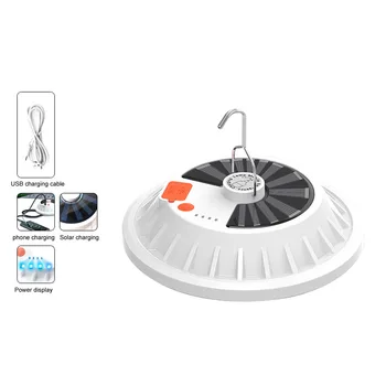 

Garage IP65 Waterproof Hanging Stadium High Brightness Garden Easy Install USB Rechargeable Warehouse Solar Powered UFO LED Lamp