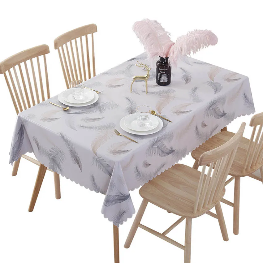 

Feather Oilproof Tablecloths Europe Table Cloth Cover PVC Background Photography Cloth Home Decor Hotel Banquet Toalha De Mesa