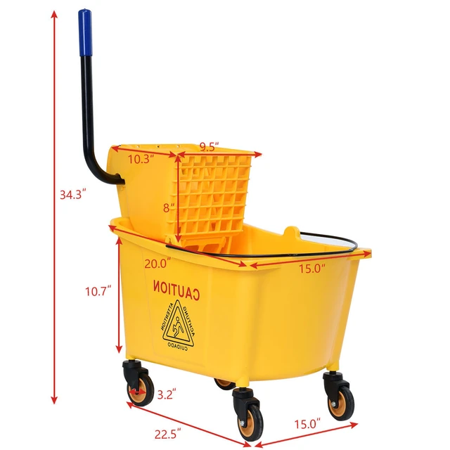 Collapsible Mop Bucket on Wheels - Industrial Cleaning - Side