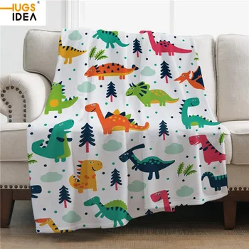 

HUGSIDEA Soft Keep Warm Blanket Cartoon Dinosaur Pattern Sofa/Couch Blanket Spring Air Condition Blanket Multi Color Blanket